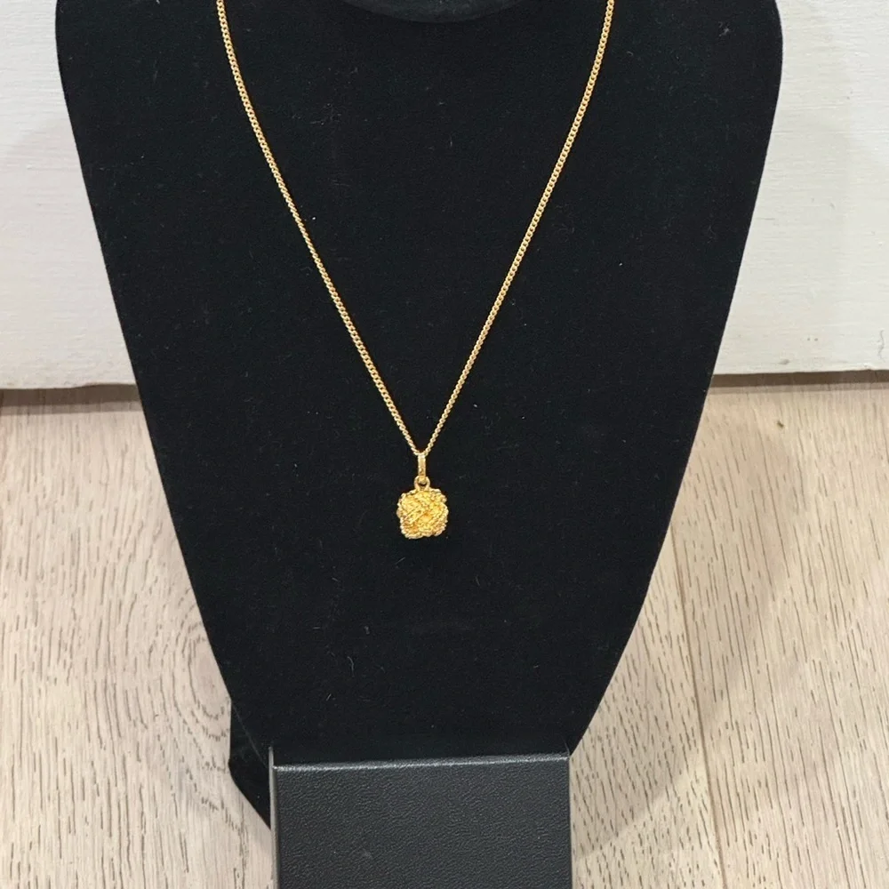CHANEL Vintage Gold Metal Chain Necklace Roped Ball Drop Pendant Necklace Signed